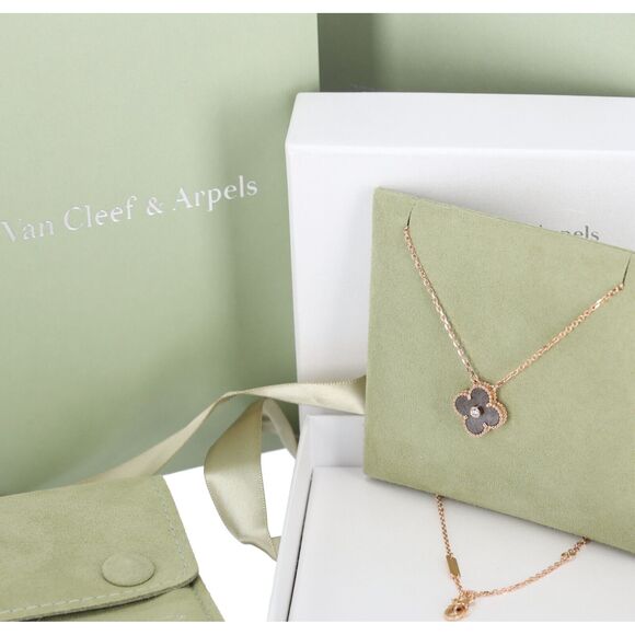 Van Cleef & Arpels Jewelry - Van Cleef & Arpels Vintage Alhambra Necklace 2023 Holiday Pendant Grey 18K